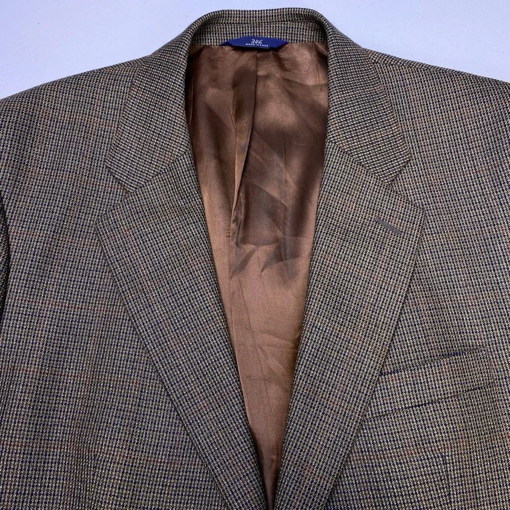 Brooks Brothers 346 Blazer 43R Wool 2 Button Single Vent Brown Windowpane VGUC